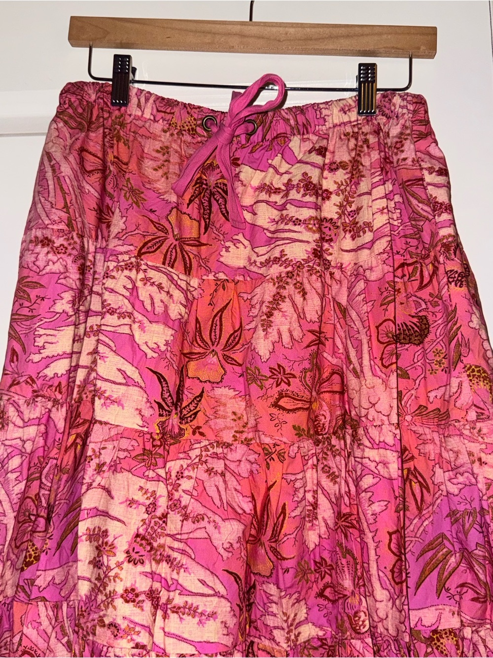 Ulla Johnson Makana Floral Tiered Midi Skirt with Drawstring - Picture 4 of 8